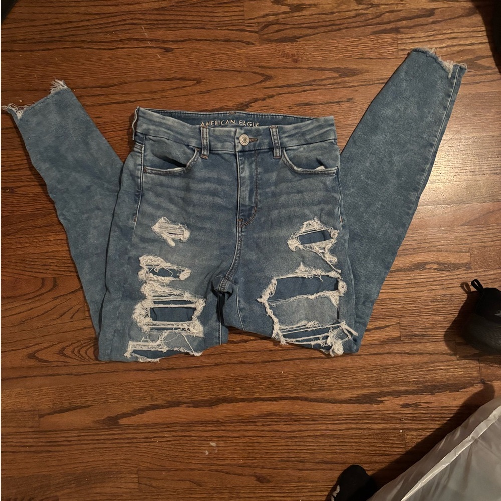American Eagle Outfitters Blue Skinny Jeans Distressed